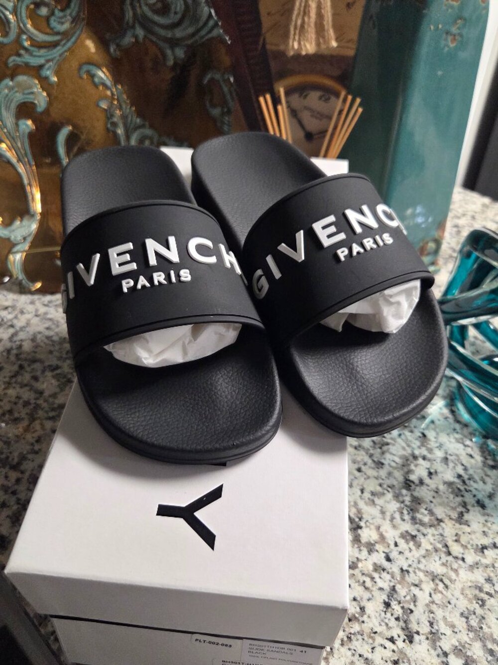 Givenchy Paris Black Slides • NEW • Size 41 • Made in Italy